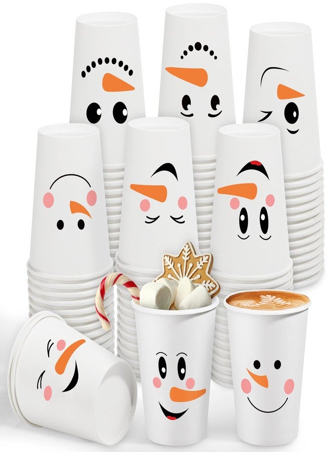 Kochorie 120 Pieces Christmas Snowman Disposable Paper Cups 9 Oz Winter Paper Cups Hot Cold Beverage Smile Face Drinking Cup for Christmas Winter Holiday Party Supplies - Image 1